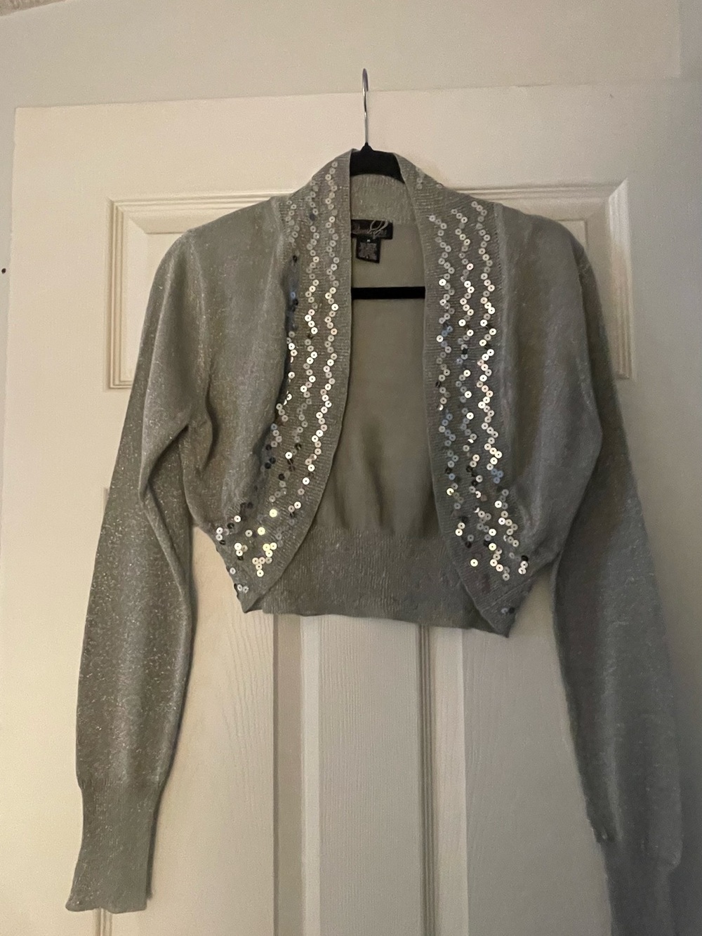 Women's Silver Sequined Bolero Shrug - Evening Layer